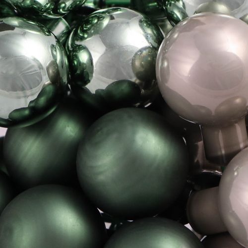 Floristik24 Bagas espelhadas Natal verde madrepérola cinza Ø20mm 140 un