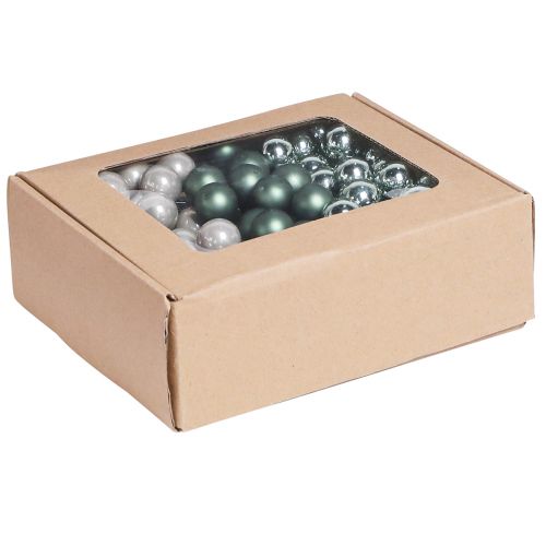 Floristik24 Bagas espelhadas Natal verde madrepérola cinza Ø20mm 140 un