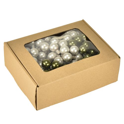 Itens Bolas de Natal Mirror Berries Verde Prata Ø20mm 140 peças