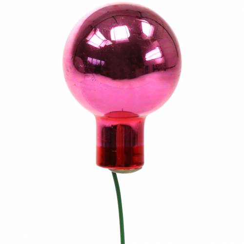 Floristik24 Espelho de decoração de Natal com bagas de vidro rosa Ø2cm 144p
