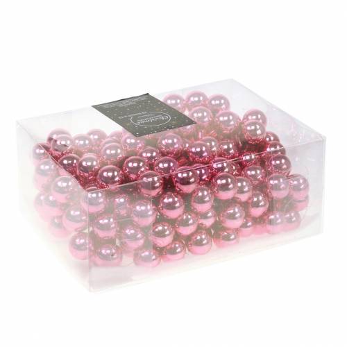 Floristik24 Espelho de decoração de Natal com bagas de vidro rosa Ø2cm 144p