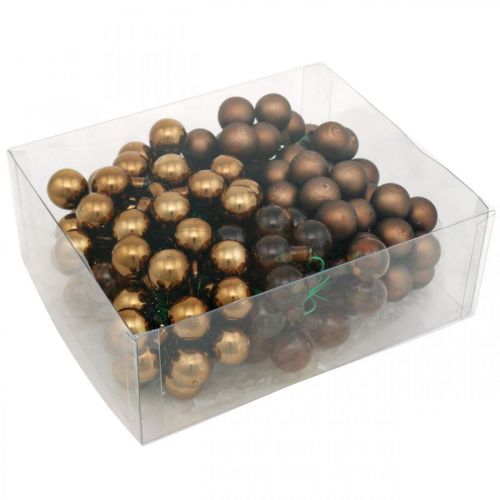 Floristik24 Mini bolas de Natal espelho de vidro castanho bagas Ø20mm mix 140p