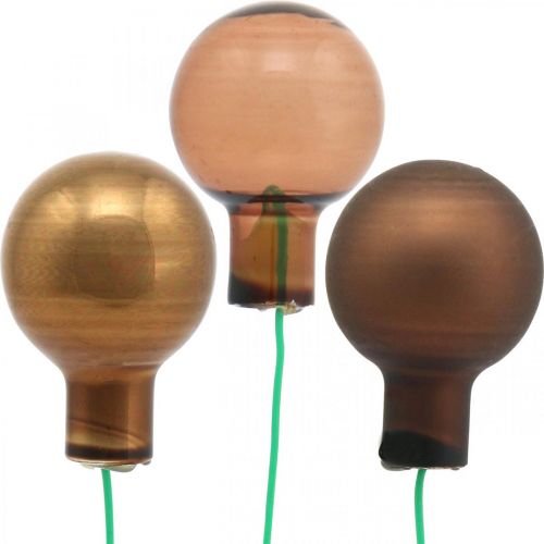 Floristik24 Mini bolas de Natal espelho de vidro castanho bagas Ø20mm mix 140p