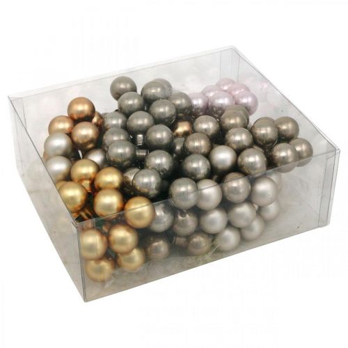Floristik24 Mini bola de Natal com espelho de vidro metálico bagas Ø20mm 140un