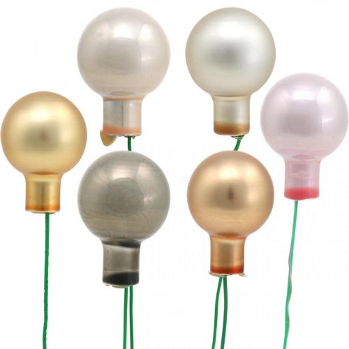 Floristik24 Mini bola de Natal com espelho de vidro metálico bagas Ø20mm 140un