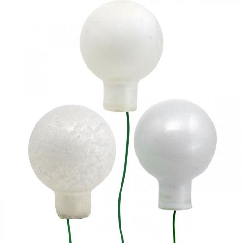 Floristik24 Mini bolas de natal mármore branco espelho frutas sortidas Ø25mm 140 un