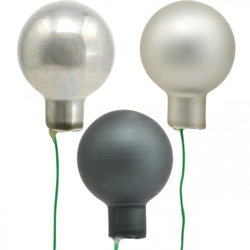 Itens Mini bolas de Natal antracite, espelho prata bagas Ø20mm 140 peças