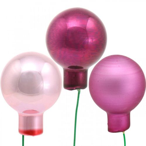 Floristik24 Mini Bola de Natal Espelho Vidro Rosa Bagas Ø20mm 140 un