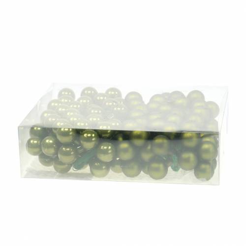 Floristik24 Decoração natalícia espelho bagas verde Ø2.5cm 140p