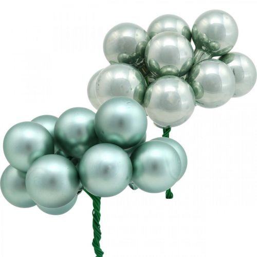 Floristik24 Mini bolas de Natal espelho menta bagas vidro Ø25mm 140un