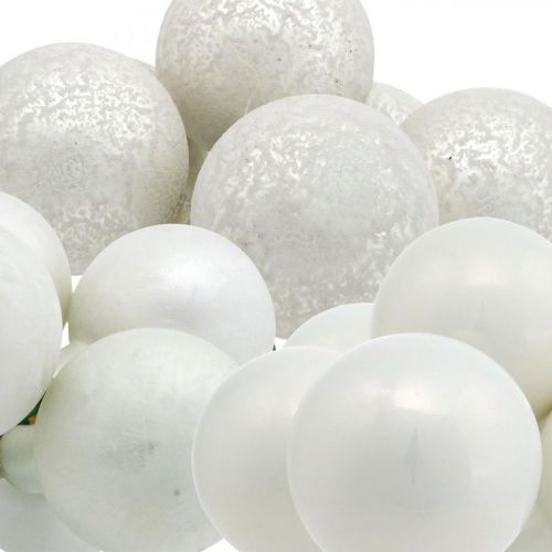 Floristik24 Mini bola de Natal com bagas de vidro branco espelho Ø40mm mix 32 unidades