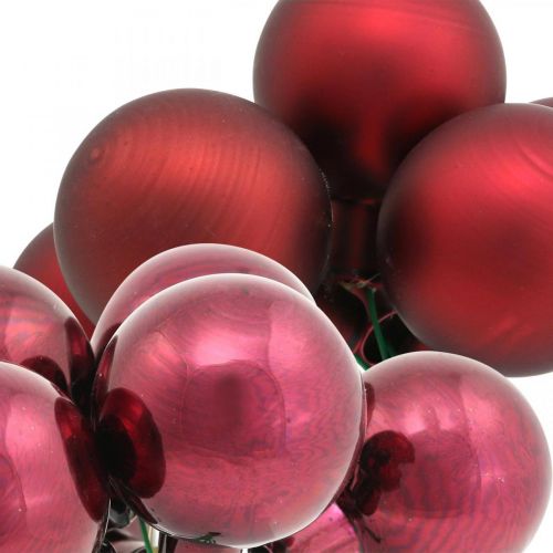 Itens Mini bola de Natal com bagas vermelhas, espelho de vidro rosa Ø40mm 32 unidades