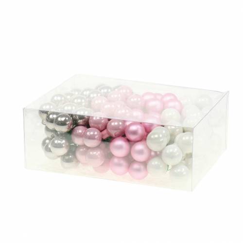 Floristik24 Mini bola de Natal em arame 40mm rosa, prata, branco 36 unidades