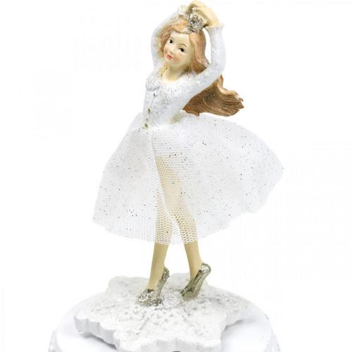 Floristik24 Bailarina caixa de música branca decoração de inverno Ø10,5cm A18,5cm