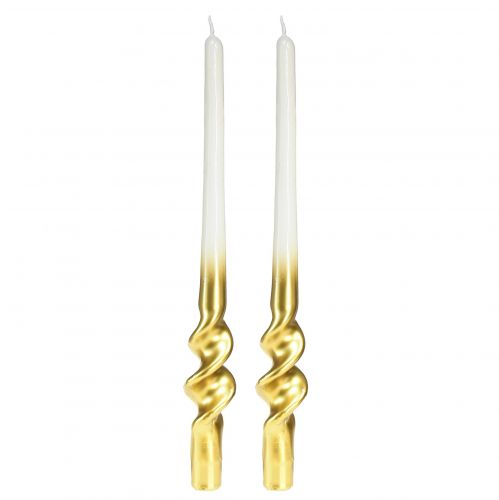 Itens Velas torcidas velas em espiral de ouro branco Ø2cm Alt.30cm 2 unidades