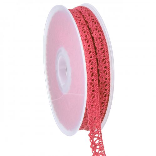 Floristik24 Fita de renda rosa fita decorativa fita decorativa renda W12mm L20m