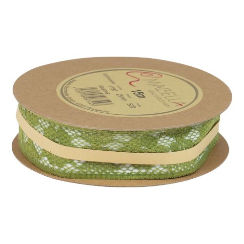 Itens Fita de renda verde 25mm padrão floral fita decorativa renda 15m