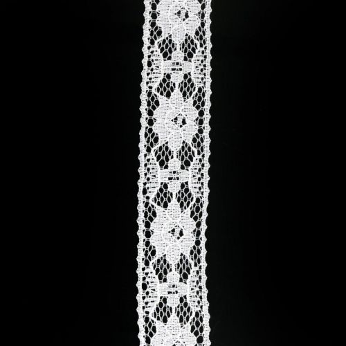 Floristik24 Fita de renda branca, decoração de casamento, padrão de flores de fita decorativa W25mm L15m