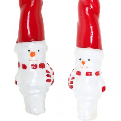 Vela de boneco de neve cônica natalina vermelha 26cm 2uds