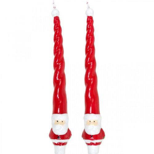 Floristik24 Velas Cônicas Papai Noel Vela de Natal 26cm 2uds