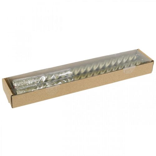 Floristik24 Velas cônicas velas torcidas velas espirais douradas 24cm 2 un