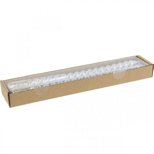 Floristik24 Velas cônicas velas torcidas velas em espiral prata 24cm 2uds