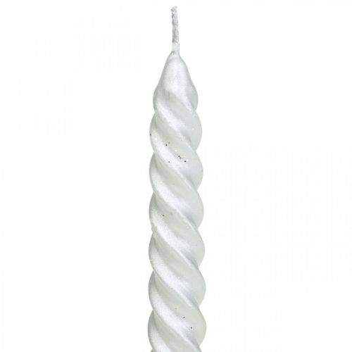 Floristik24 Velas cônicas velas torcidas velas em espiral prata 24cm 2uds