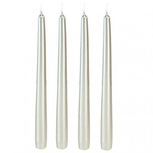 Floristik24 Velas cônicas prata 250/23 12 unidades