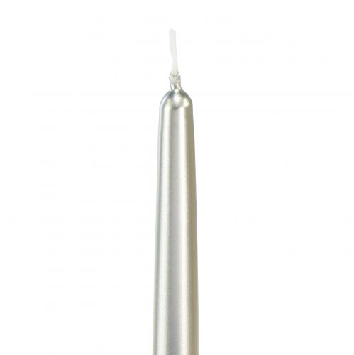 Floristik24 Velas cônicas prata 250/23 12 unidades