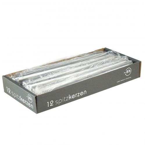 Floristik24 Velas cônicas prata 250/23 12 unidades