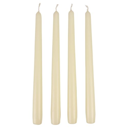 Floristik24 Velas cônicas, velas em bastão, marfim branco, 250/23 mm, 12 peças