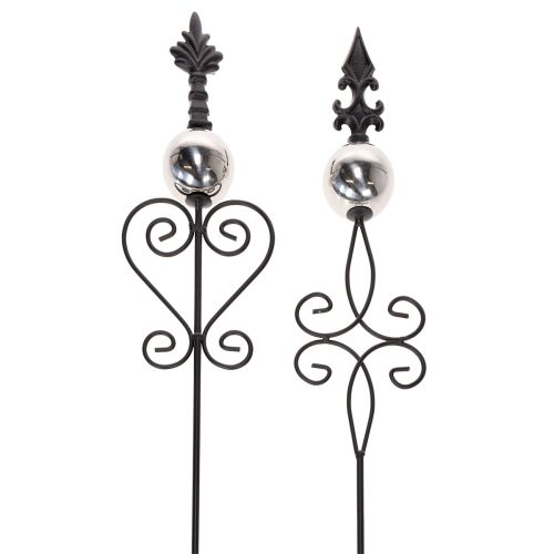 Floristik24 Estaca de jardim com design ornamentado, formato decorativo e elegante bola de metal, 90 cm, 2 peças