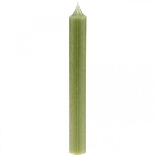 Floristik24 Vela vara velas de cera tingida verde 180mm/Ø21mm 6un
