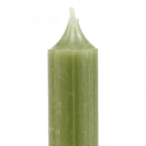 Floristik24 Vela vara velas de cera tingida verde 180mm/Ø21mm 6un