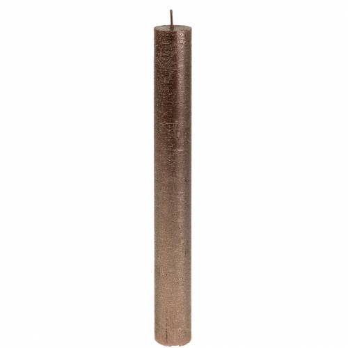 Floristik24 Velas cônicas cor sólida cobre metálico 34mm×240mm 4 un