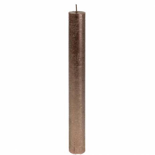 Floristik24 Velas cônicas de cor sólida cobre metálico 34 mm × 240 mm 4 unidades