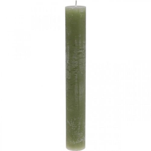 Velas cor sólida verde azeitona em bastão 34×240mm 4 un