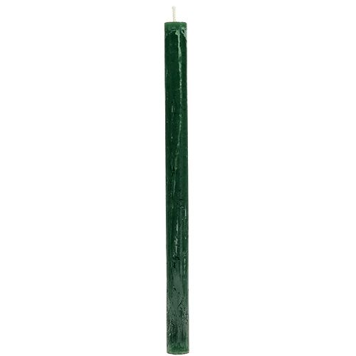 Floristik24 Vela cônica verde escuro cor sólida 34 x 240mm 4 un