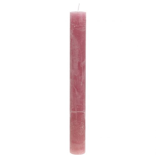 Floristik24 Velas cônicas cor sólida rosa velho 34 mm x 300 mm 4 unidades
