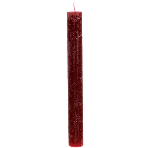 Floristik24 Velas cor sólida vermelho escuro 34mm x 300mm 4 unidades