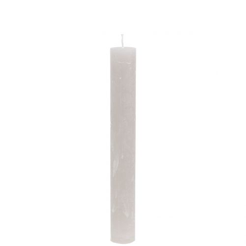 Floristik24 Velas cônicas cor sólida cinza 34 mm x 240 mm 4 unidades
