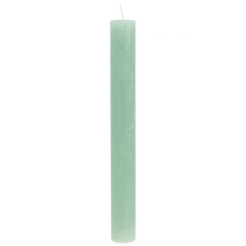 Floristik24 Velas cônicas de cor sólida verde claro 34 mm x 300 mm 4 unidades