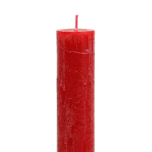 Itens Velas cônicas tingidas de vermelho 34mm x 300mm 4 un