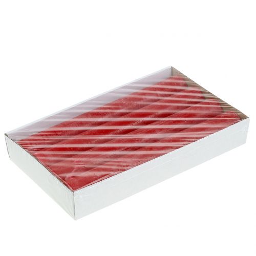 Itens Velas cônicas tingidas de vermelho 34mm x 300mm 4 un