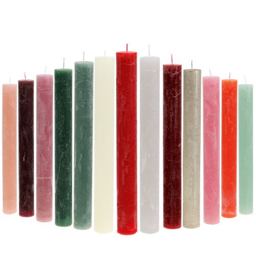 Floristik24 Velas coloridas através de cores diferentes 34mm x 240mm 4pcs