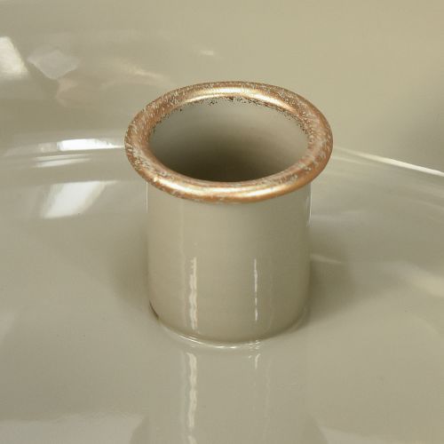 Itens Porta velas 4 velas tigela metal cinza dourado 22,5cm