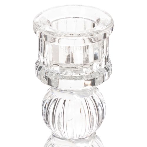 Castiçal transparente, design clássico, decoração de mesa, 12 cm, 2 peças | Floristik24.pt