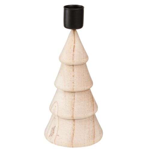 Castiçal de madeira para decoração de árvore de Natal natural H16cm 2 peças