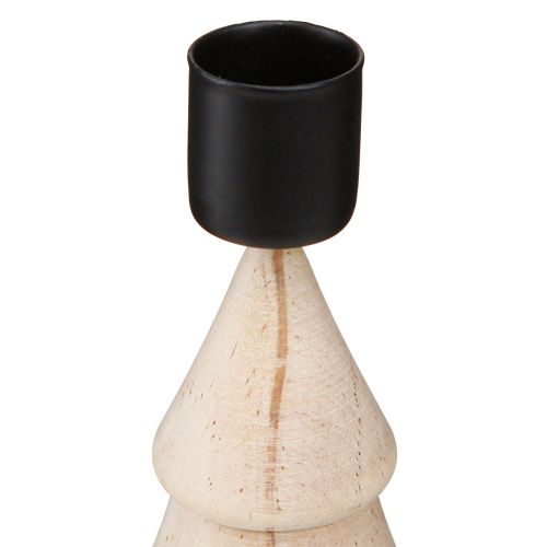 Itens Castiçal de madeira para decoração de árvore de Natal natural H16cm 2 peças