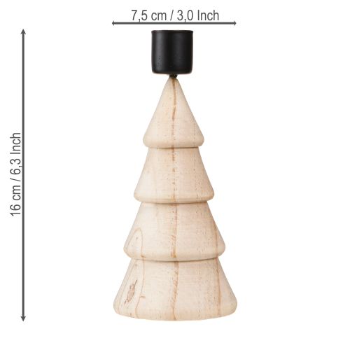 Itens Castiçal de madeira para decoração de árvore de Natal natural H16cm 2 peças